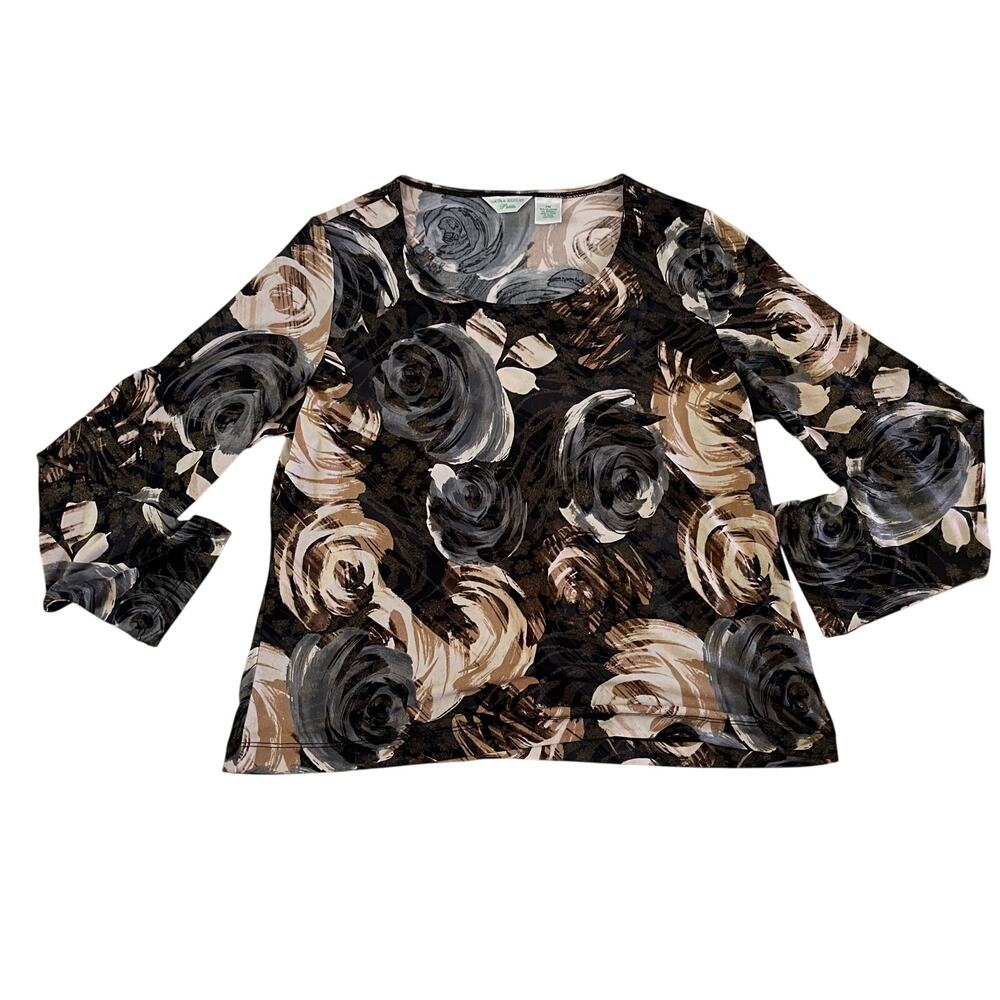 Dark Floral Square Neck Top Sz M Petite Gold Whimsygoth Fairy Grunge Y2K 2000s